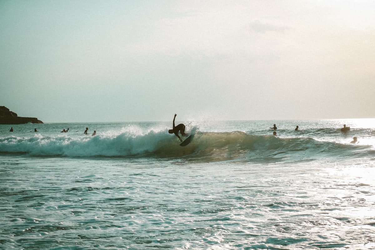 Surf session in the ocean