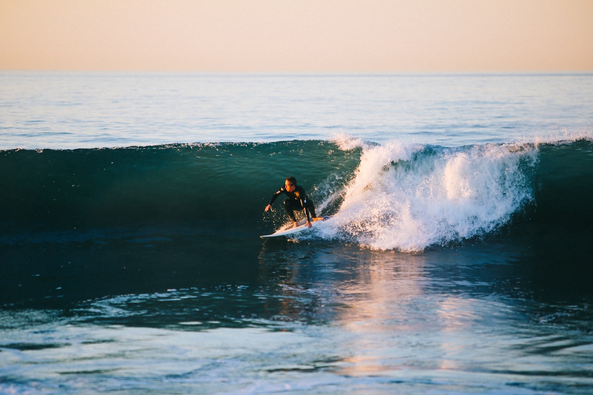 Surfer riding a wave